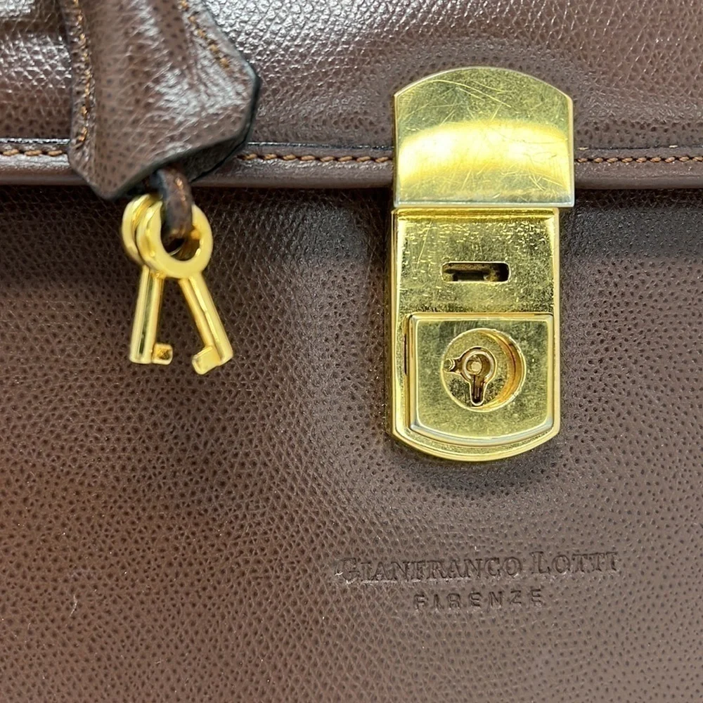 Gianfranco Lotti Firenze Top Handle Men's Women's Pebbled Leather Briefcase Bag